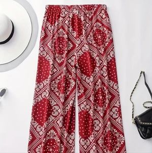 Paisley Red Wide Leg Pants